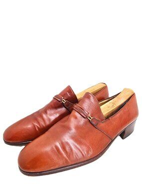 VTG Tanino Crisci Cognac Brown Slender Horsebit Men's Loafer Shoes Size 8